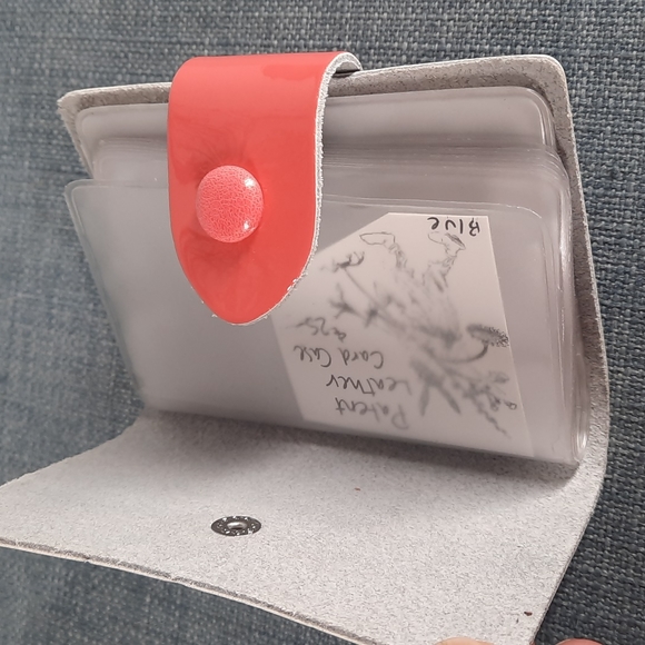 Blue Pink Patent Leather Business Credit Card Photo Wallet - Picture 4 of 5